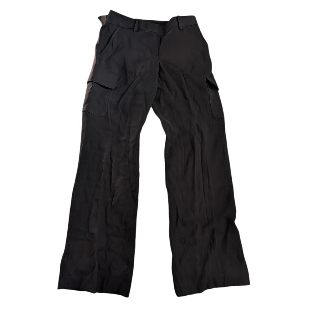DKNY Womens Black Wide Leg‎ Cargo Pants Size 2P Career Office New